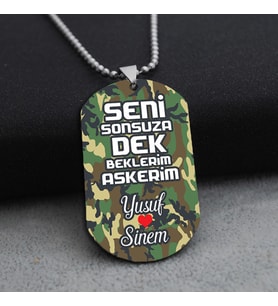 Kişiye Özel Kamuflaj Desenli Asker Künyesi