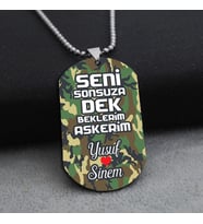 Kişiye Özel Kamuflaj Desenli Asker Künyesi