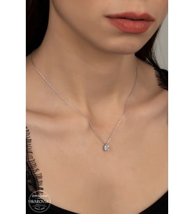 SWAROVSKİ CRYSTAL TEK TAŞ  925 AYAR GÜMÜŞ KOLYE