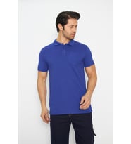 T-shirt Polo Yaka Kısakol %100 Pamuk Cepli Sax Mavi