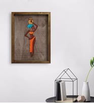 BK Home African Woman Tasarımlı Doğal Masif Ahşap Çerçeveli Tablo 45x65cm-2