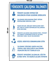 Metal Yüksekte Çalışma Talimatı 15 Cm x 20 Cm Uyarı Levhası Yönlendirme Tabelası