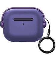 Airpods 3 DjPods Sert Malzemeli Kilitli Kapak Askı Aparatlı Airpods 3 Uyumlu Kılıf (Mor - Mor)