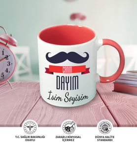 Dayı Temalı Kişiye Özel İsim ve Fotoğraf Baskılı Kupa Bardak No:001 (Pembe)
