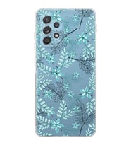 Samsung Galaxy A52  Kamera Korumalı  Kapak Floral Su Yeşili Tasarımlı  Şeffaf Kılıf
