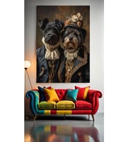 ÇİFT KÖPEKLER V1 Ev Duvar Salon Güzellik Salonu Ofis Dükkan Dekarasyon Kanvas Tablo (Çok Renkli)