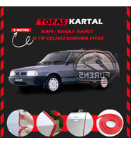 Tofaş Kartal Oto Araç Kapı Koruma Fitili 5metre Parlak Kırmızı Renk