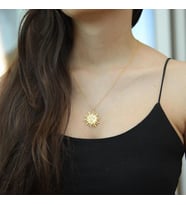 Kişiye Özel 925 Ayar Gümüş Güneş ve Ay Tasarım Kolye (Gold)