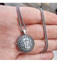 925 Ayar Gümüş Allah Lafzı Yazılı Muska Kolye ve 55 cm Popcorn Zincir