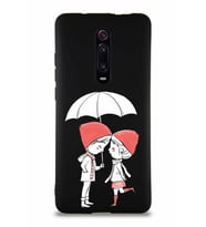 Xiaomi Mi 9T Pro Soft Premier Kapak Aşk Tasarımlı Silikon Kılıf - Siyah (Şeffaf)