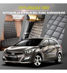Hyundai İ30 Antrasit Renk Tay Tüyü Cepli & Terletmez Sırtlı Oto Koltuk Minder Seti - Koltuk Koruma Kılıfı (ÖN & ARKA TAM SET)