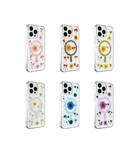 İphone 14 Pro Max Kılıf Daisy Simli Magsafe Kapak - Gold