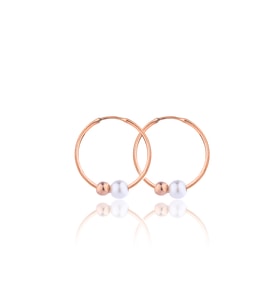 AZURİS 925 AYAR GÜMÜŞ 1,8 CM TOPLU İNCİ KÜPE (Rose)