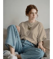 Kadın Siyam Kedisi Baskılı Oversize Tişört – Minimal Siamese Cat Tasarım