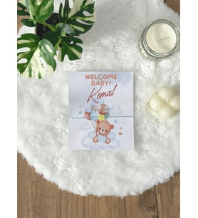Pamuğum Atelier Kişiye Özel Sevimli Ayıcık Tasarım Kartlı Şans Bilekliği Misafirler İçin Hoşgeldin Bebek - Doğum Günü Hediyeliği (15-25-50-100-200 Adet)