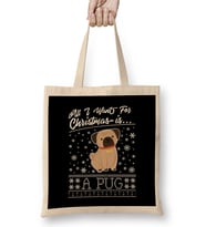 All I Want For Christmas Is A Pug Knit Pattern Bez Çanta Uzun Saplı
