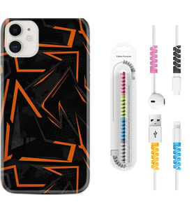 Apple iPhone 11 12 13 Mini Kılıf Kablo Koruma Spiral Silikon Zigzaglar 1651