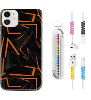 Apple iPhone 11 12 13 Mini Kılıf Kablo Koruma Spiral Silikon Zigzaglar 1651