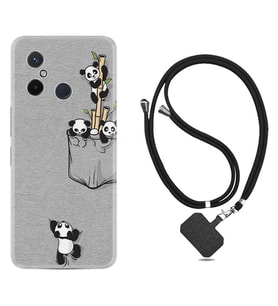Xiaomi Redmi 12C Kılıf Silikon Boyun Askılı İpli Desenli Silikon Pandalar 1798