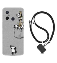 Xiaomi Redmi 12C Kılıf Silikon Boyun Askılı İpli Desenli Silikon Pandalar 1798