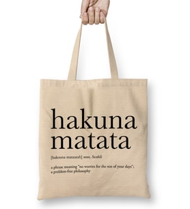 Hakuna Matata 04 Bez Çanta Uzun Saplı