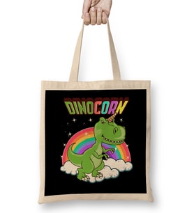 Dinocorn Cute Dinosaur & Unicorn Unisaur Bez Çanta Uzun Saplı