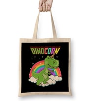 Dinocorn Cute Dinosaur & Unicorn Unisaur Bez Çanta Uzun Saplı