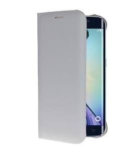 Galaxy S6 Edge ile Uyumlu Flip Wallet (Suni Deri) Beyaz