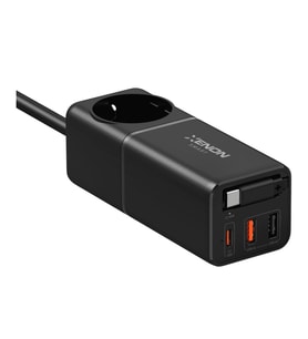 Xenon Smart Masaüstü Priz Hızlı Şarj İstasyonu  75W GaN, 4000W AC, Dahili USB-C Kablo, 3x USB, PD P (A.Siyah)