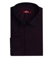 Kaz Ayağı Desenli Slim Fit Bordo Erkek Gömlek - Wessi