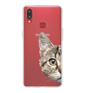 Samsung Galaxy A10s Uyumlu Kapak Catface Tasarımlı Şeffaf Silikon Kılıf