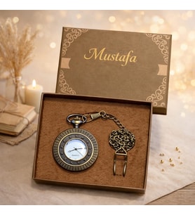 Kişiye Özel İsim Yıldız Antika Vintage Köstekli Saat Kutulu Premium Hediye