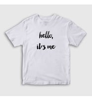 Presmono Unisex Çocuk Beyaz Hello It's Me Müzik Adele T-Shirt 475359tt (Beyaz)