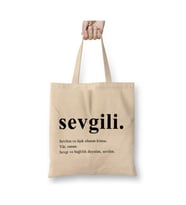 Sevgili Kelime Anlamı Sevgiliye Hediye Sevgililer Günü Bez Çanta Alışveriş Çantası Plaj Çantası (Beyaz)