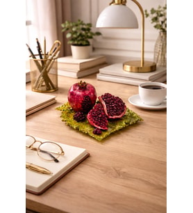 Nar Biblo Dekoratif Obje Epoksi Masa Üstü Salon Konsol Dekor El Yapımı Ev Süsü Hediyelik 21x18 cm