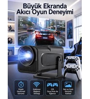 Çift Kollu Game Box Projeksiyon Cihazı Kumandalı Android Tv Dahili Hoparlör