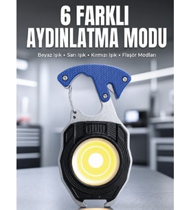 Araç Kamp Outdoor ve Tamir İşleri İçin Çok Amaçlı COB LED Şarjlı Kurtarma ve Çalışma Feneri