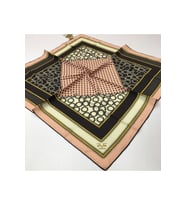 Geometrik Desen Gold Seri Twill Eşarp Eşarp Askısı ile Birlikte 90x90 cm Pudra S