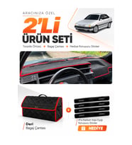 e-biz FIAT TEMPRA (1992-1997) DİJİTAL KONSOL Uyumlu Torpido + Deri Çanta - Siyah-Kırmızı - FI018