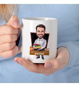 Kişiye Özel Beyaz Gömlekli Öğretmen Karikatürlü Bardak