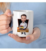 Kişiye Özel Beyaz Gömlekli Öğretmen Karikatürlü Bardak