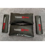 Chery Tiggo 8 Pro Nakışlı 2 adet Deri Boyun Yastığı Ve 2 adet Kemer Pedi (Siyah)