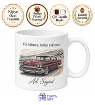 Klasik Araç Sever İçin Kişiye Özel Retro Temalı Baskılı Kupa Bardak Hediye