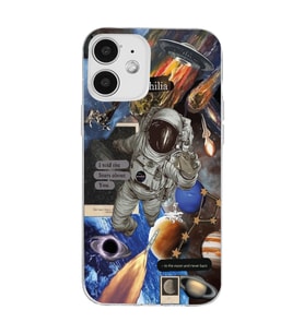 Iphone 12 Uyumlu Astrophilia Uzay Kolaj Tasarımlı Şeffaf Telefon Kılıfı