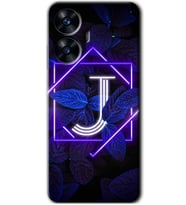 Realme C55 Kılıf HD Desen Baskılı Kılıf - Dark Neon Yaprak J Harfi