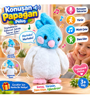 Konuşanı Tekrarlayan Papağan Peluş 25 CM Yürüyen Ses Kayıtlı Müzikli Dans Eden Oyuncak