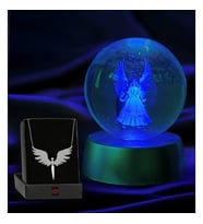 Renk Değiştiren Led Işıklı Melek Küre Dolunay Lamba Kristal Top Ve Gümüş Melek Kolye