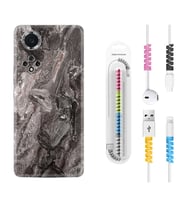 Huawei Nova Y70 Y90 Nova 9 SE  Kılıf Kablo Koruma Spiral Silikon Gri Mermer 1376