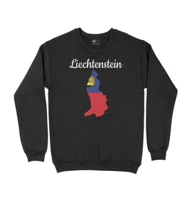 Lihtenştayn Haritalı ve Bayraklı Siyah Sweatshirt