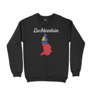 Lihtenştayn Haritalı ve Bayraklı Siyah Sweatshirt